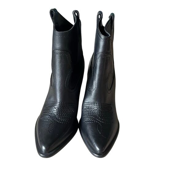 Marc Fisher Jalella Western Ankle Boot Black Women's 7.5 Cowboy Festival Leather - Picture 2 of 10